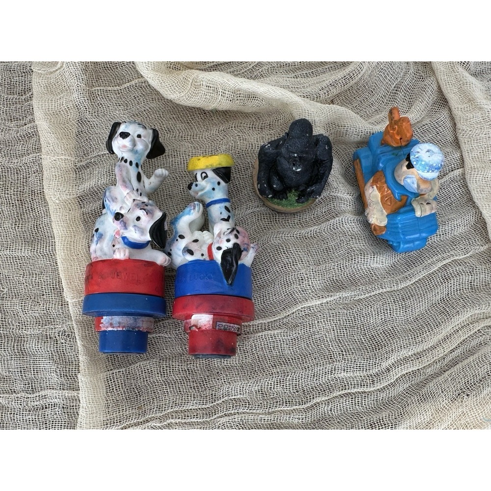 Disney  Stamp Lot 101 Dalmations Two-Tone & Lucky Ink Stamper Dipstick Jewel VTG